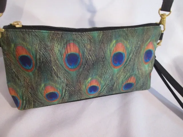 NEW GALLERIA PEACOCK FEATHER Mini Crossbody Swingpack Baguette Bag Shoulder