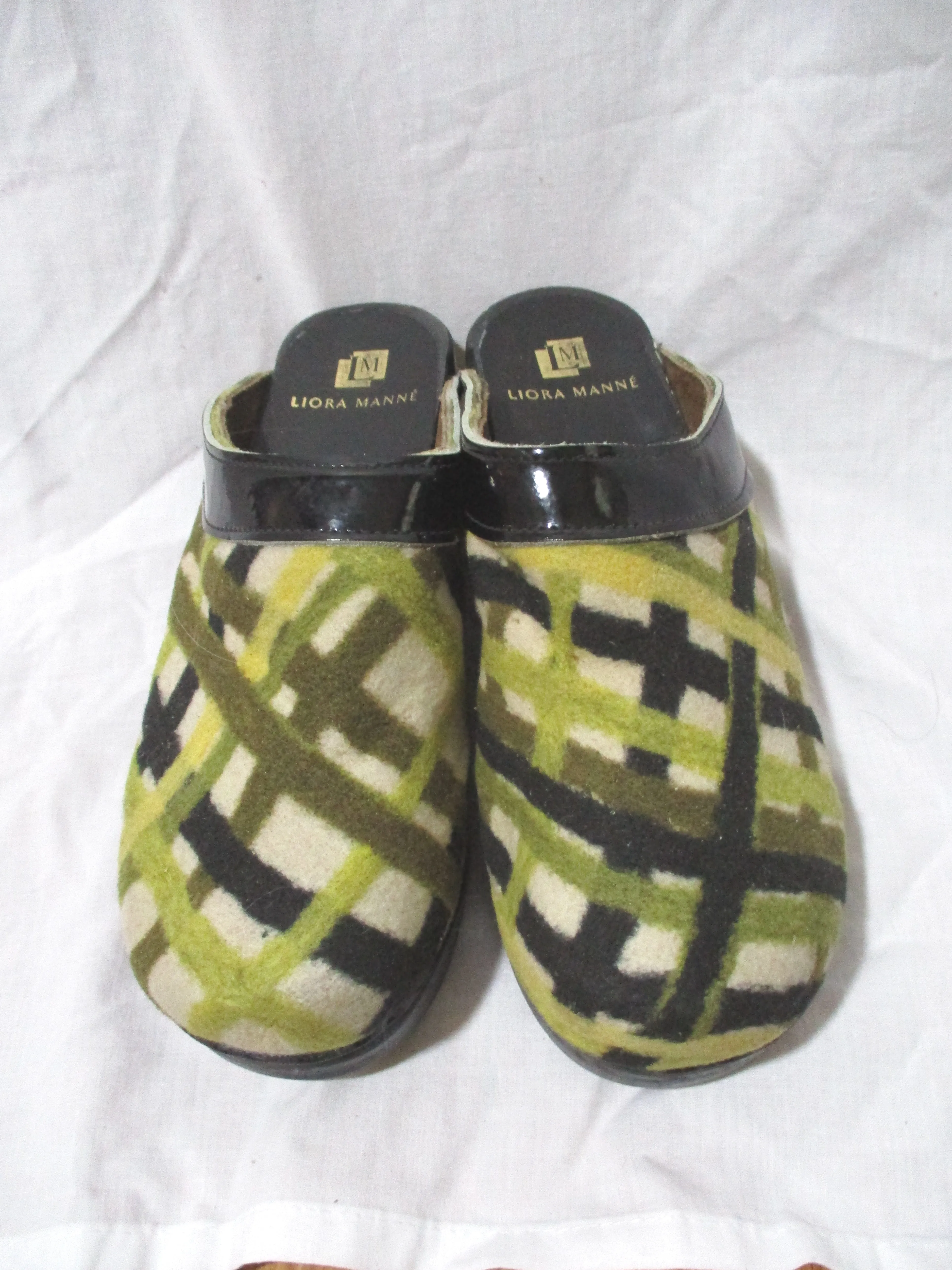 NEW LIORA MANNE Leather Clog Shoe Slip-On Mule CHECK PLAID 40