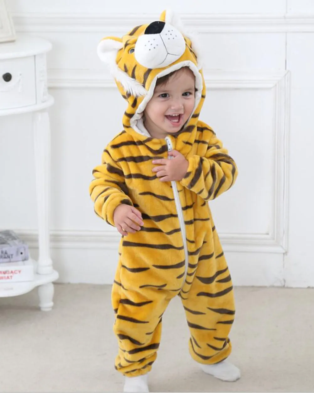 Newborn Baby Cartoon Animals Winter Bunting Bodysuit Warm Hooded Romper Jumpsuit