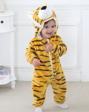Newborn Baby Cartoon Animals Winter Bunting Bodysuit Warm Hooded Romper Jumpsuit