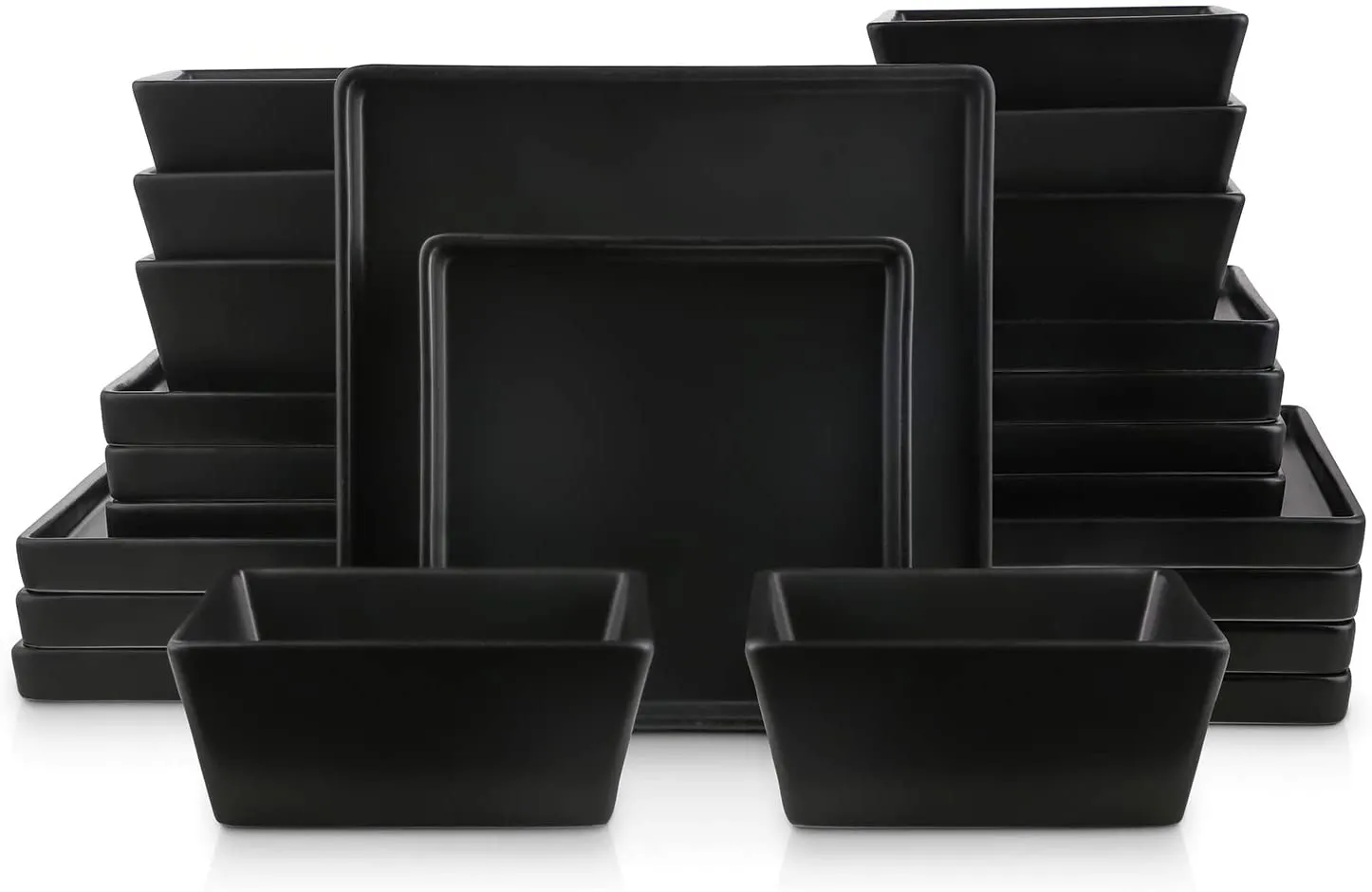 NIB! Stone lain Grace Square Stoneware Dinnerware Set, 24 Piece for 8, Black! Retails $349 !