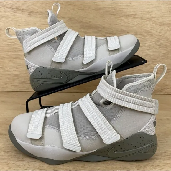 NIKE LEBRON JAMES Grey&amp; Tan Velcro Hightop Your Little Baller SOLDIER XL 5.5