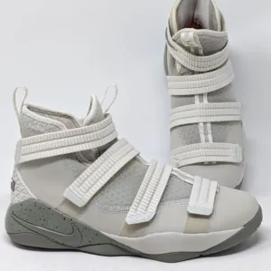 NIKE LEBRON JAMES Grey&amp; Tan Velcro Hightop Your Little Baller SOLDIER XL 5.5