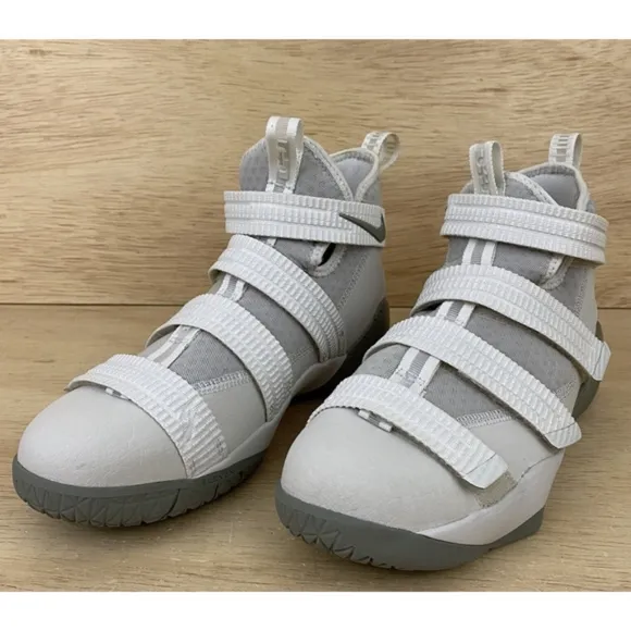 NIKE LEBRON JAMES Grey&amp; Tan Velcro Hightop Your Little Baller SOLDIER XL 5.5