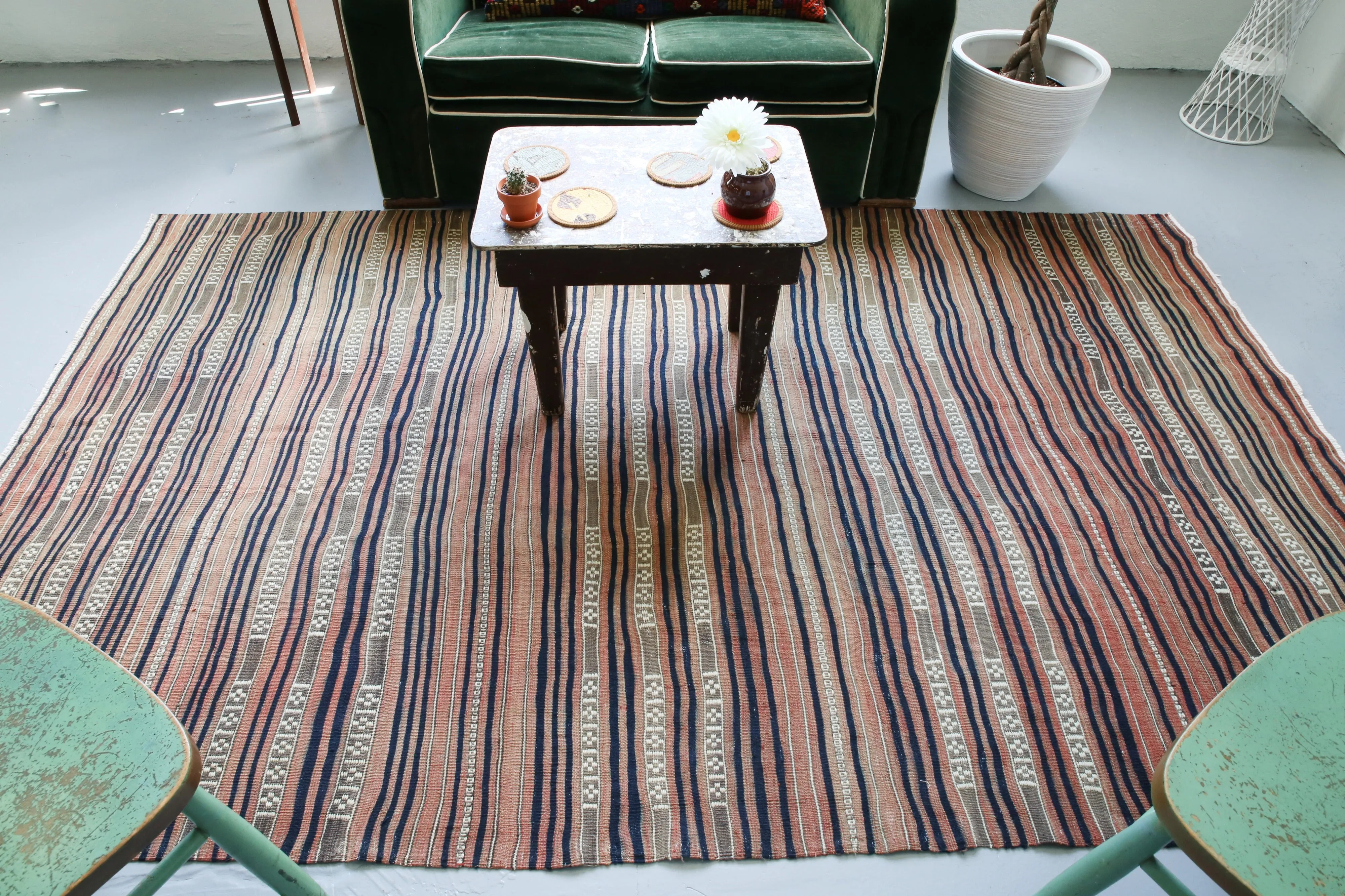 Old Anatolian Kilim Rug 5.2ftx8.6ft