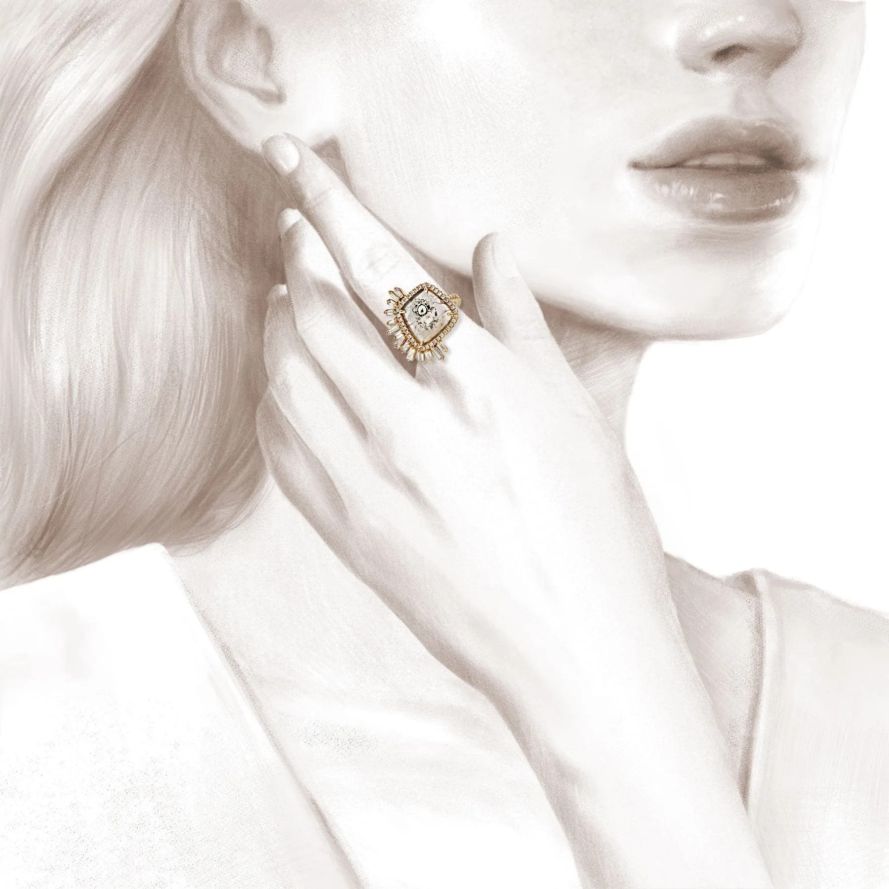 Organic Beauty Sunburst Diamond Cocktail Ring