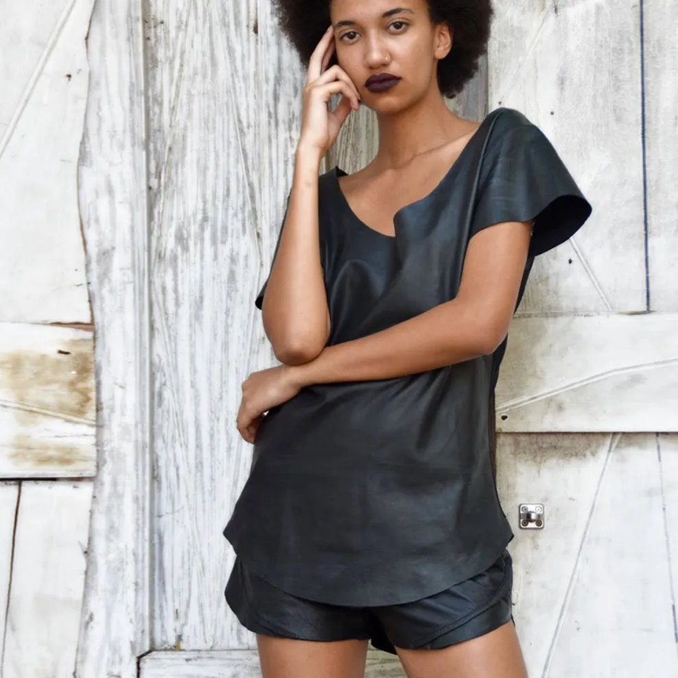 ORLY |  BLACK | LEATHER SPORT SHORTS