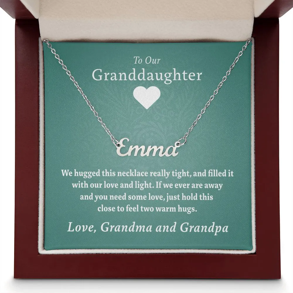 Our Granddaughter (Two Warm Hugs) - Stainless Steel Custom Name Necklace