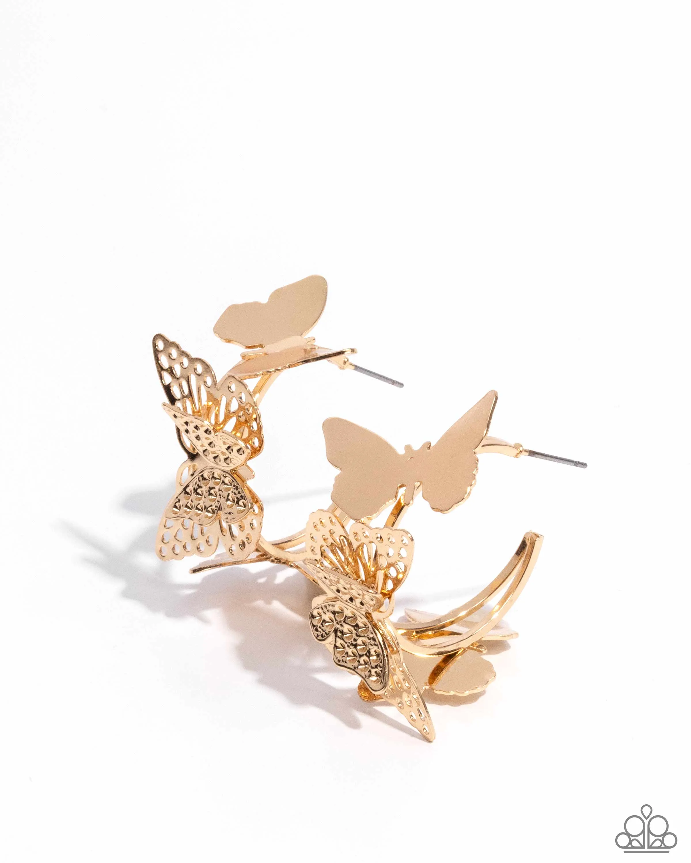 Paparazzi No WINGS Attached - Gold Butterfly Earrings