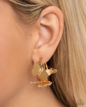 Paparazzi No WINGS Attached - Gold Butterfly Earrings