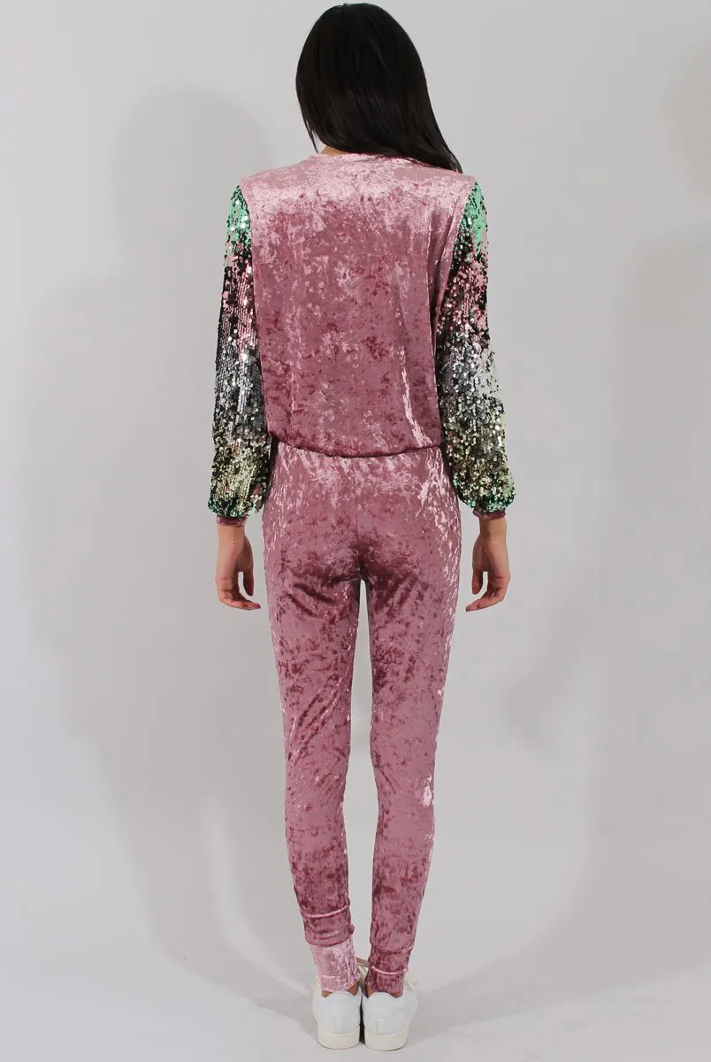 Pink Crushed Velvet Jumper - Rainie