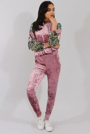 Pink Crushed Velvet Jumper - Rainie