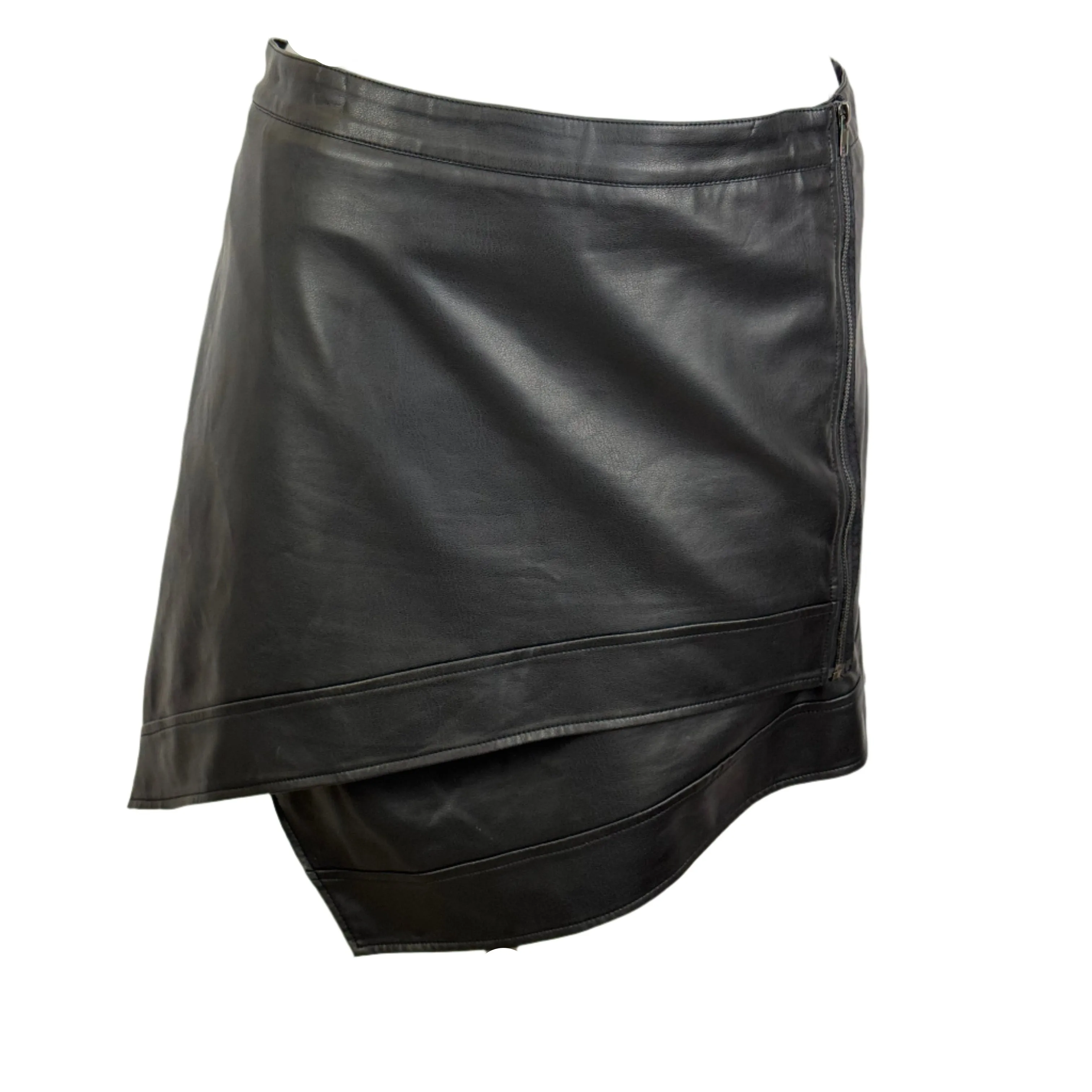 Pink Dusk Faux Leather Asym Mini Skirt Size 20