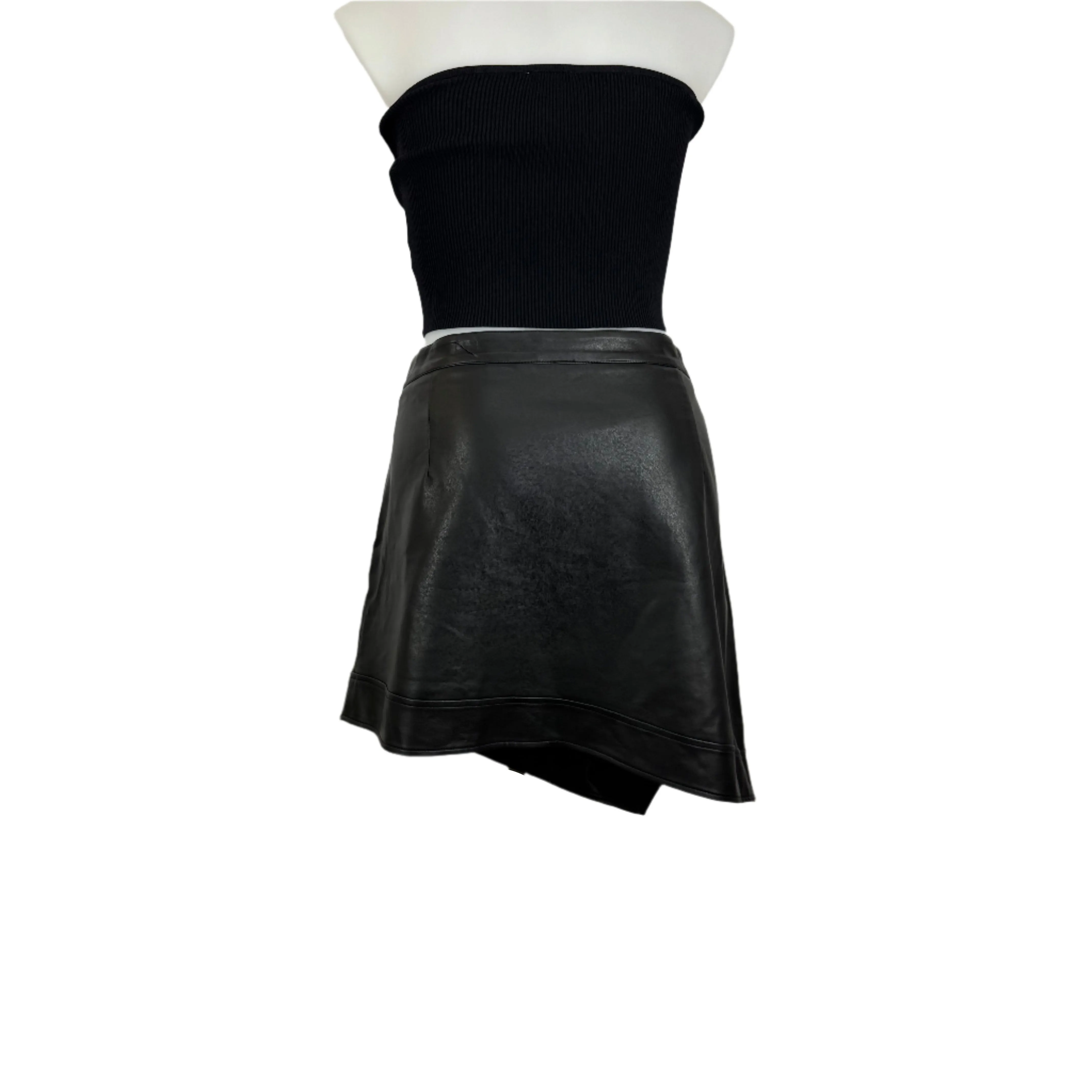Pink Dusk Faux Leather Asym Mini Skirt Size 20
