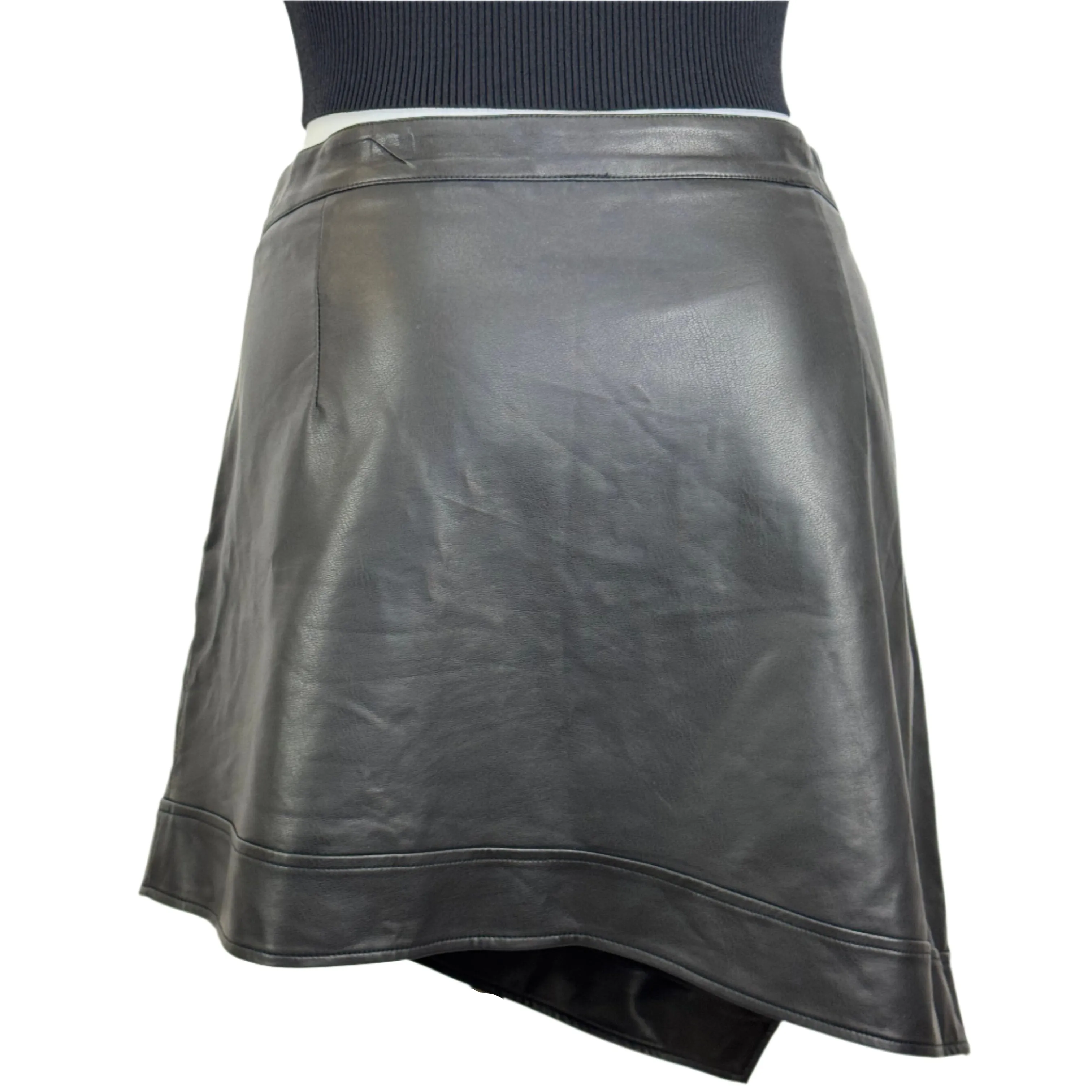 Pink Dusk Faux Leather Asym Mini Skirt Size 20