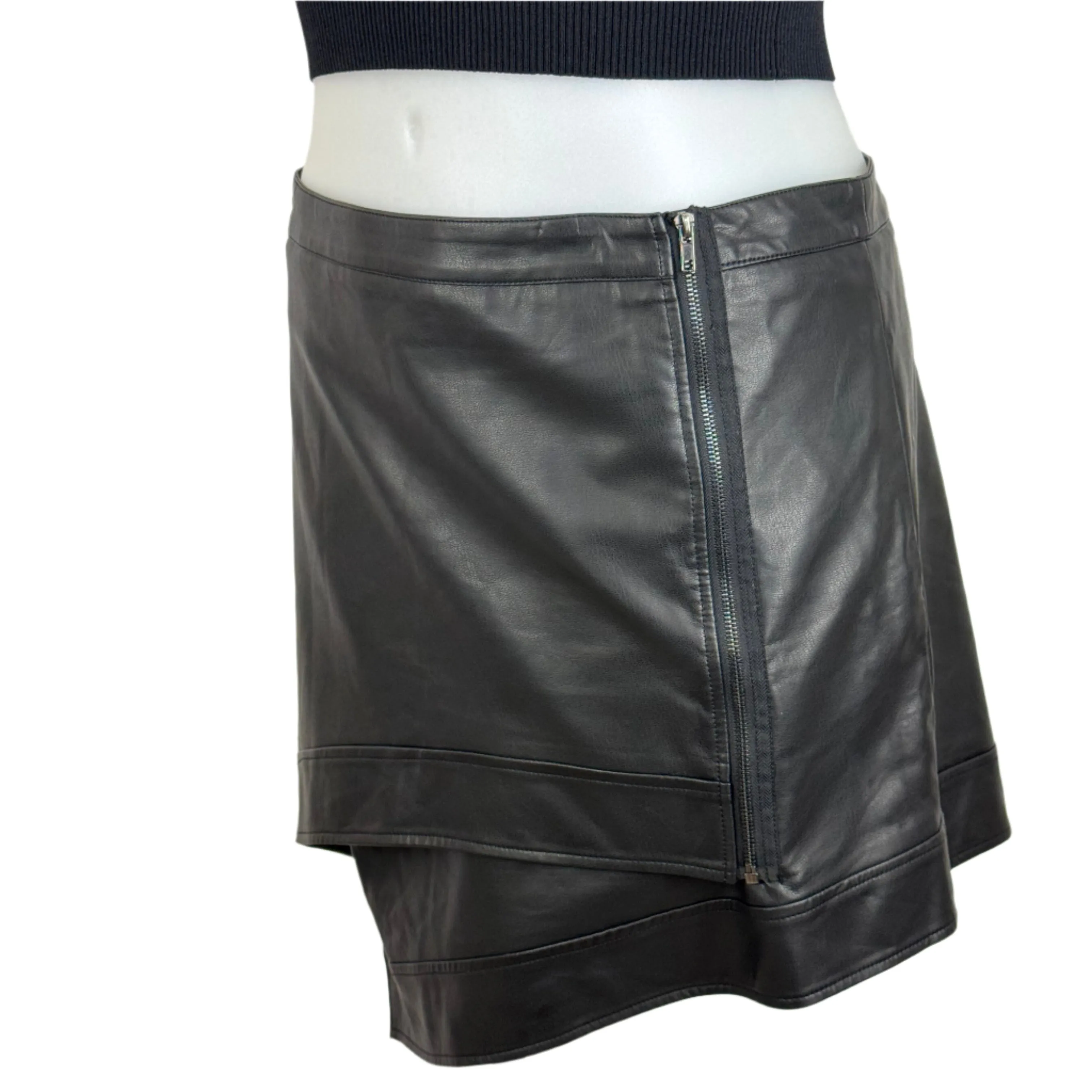 Pink Dusk Faux Leather Asym Mini Skirt Size 20