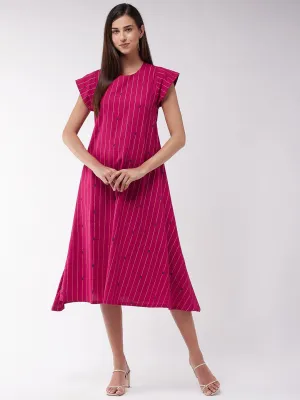 Pink Stripe A Line Dress