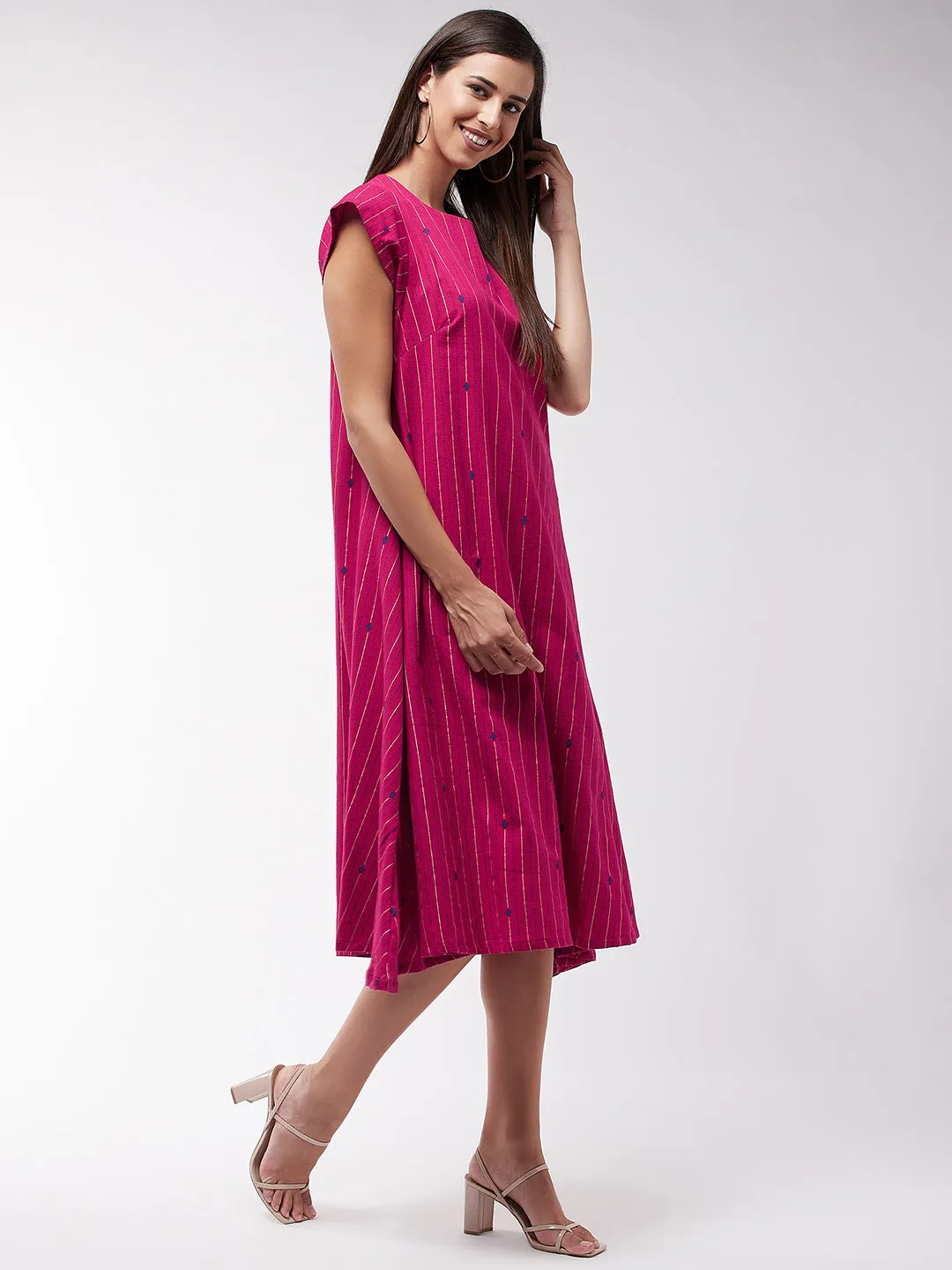 Pink Stripe A Line Dress