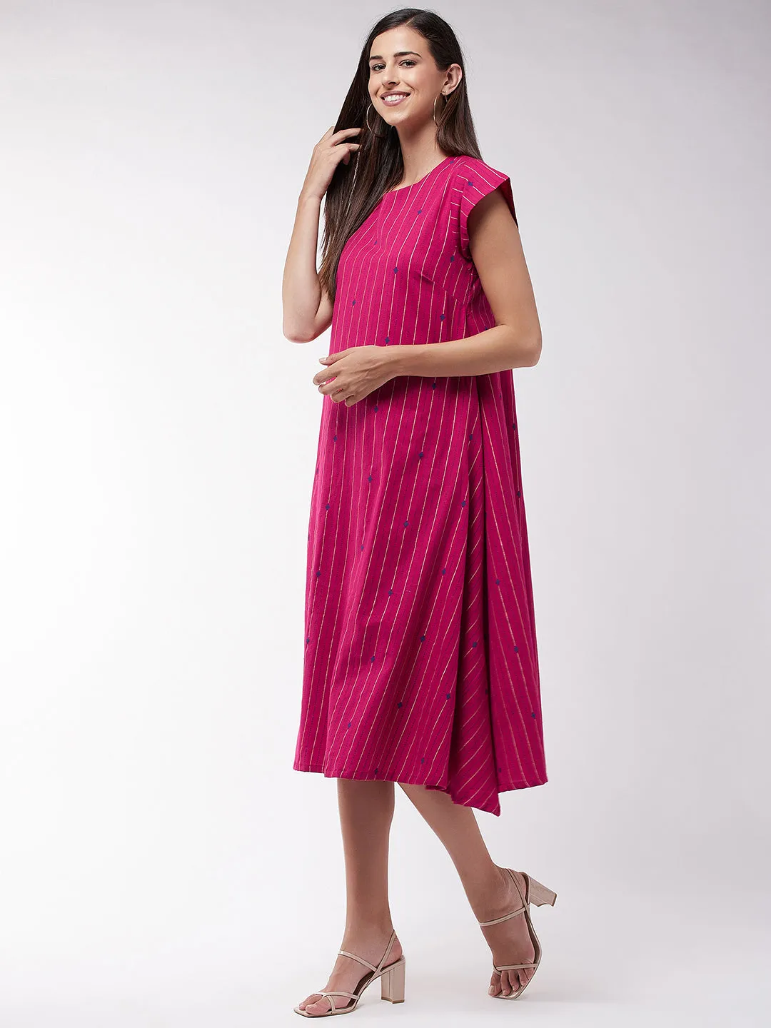 Pink Stripe A Line Dress