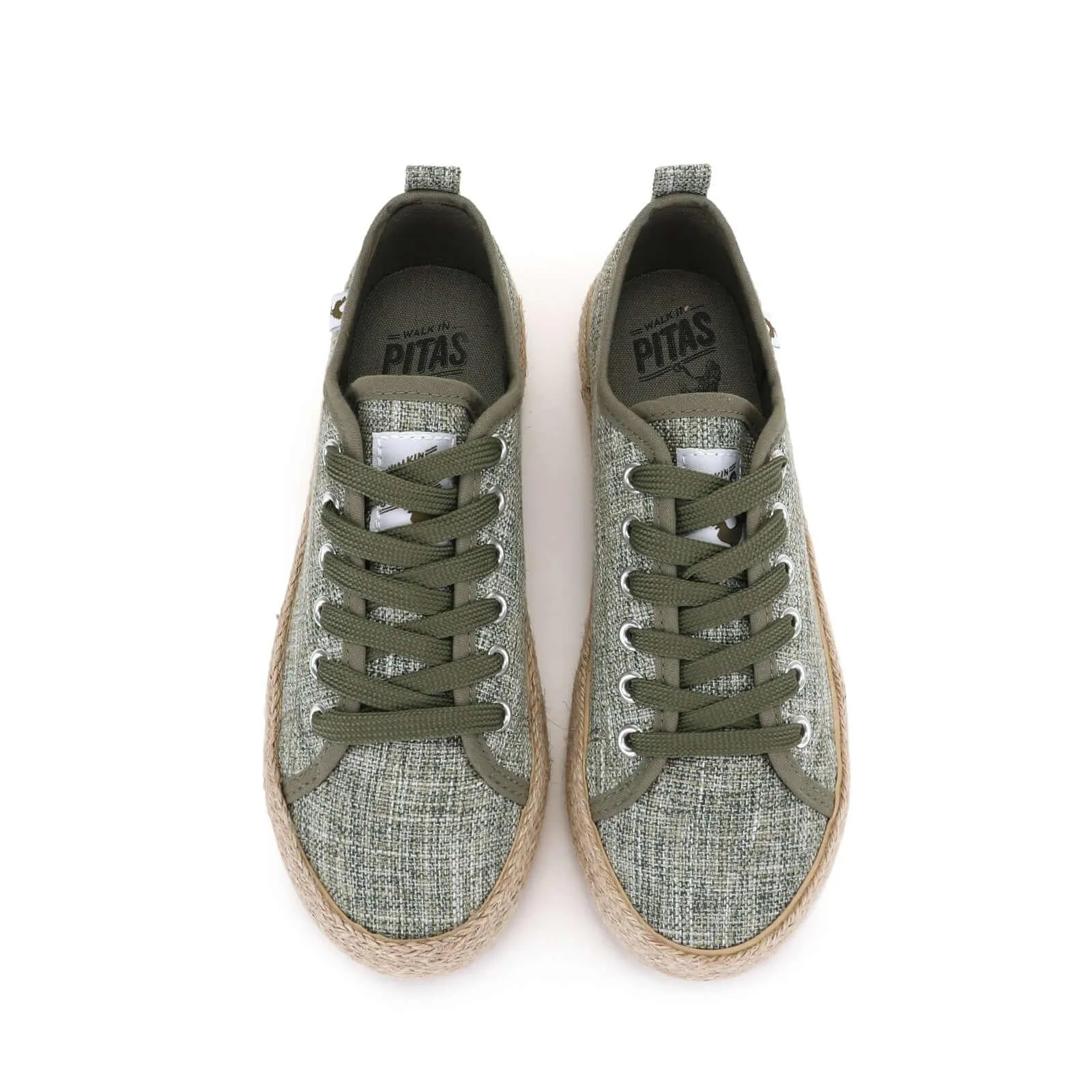 Pitas linen lace-up espadrille trainers