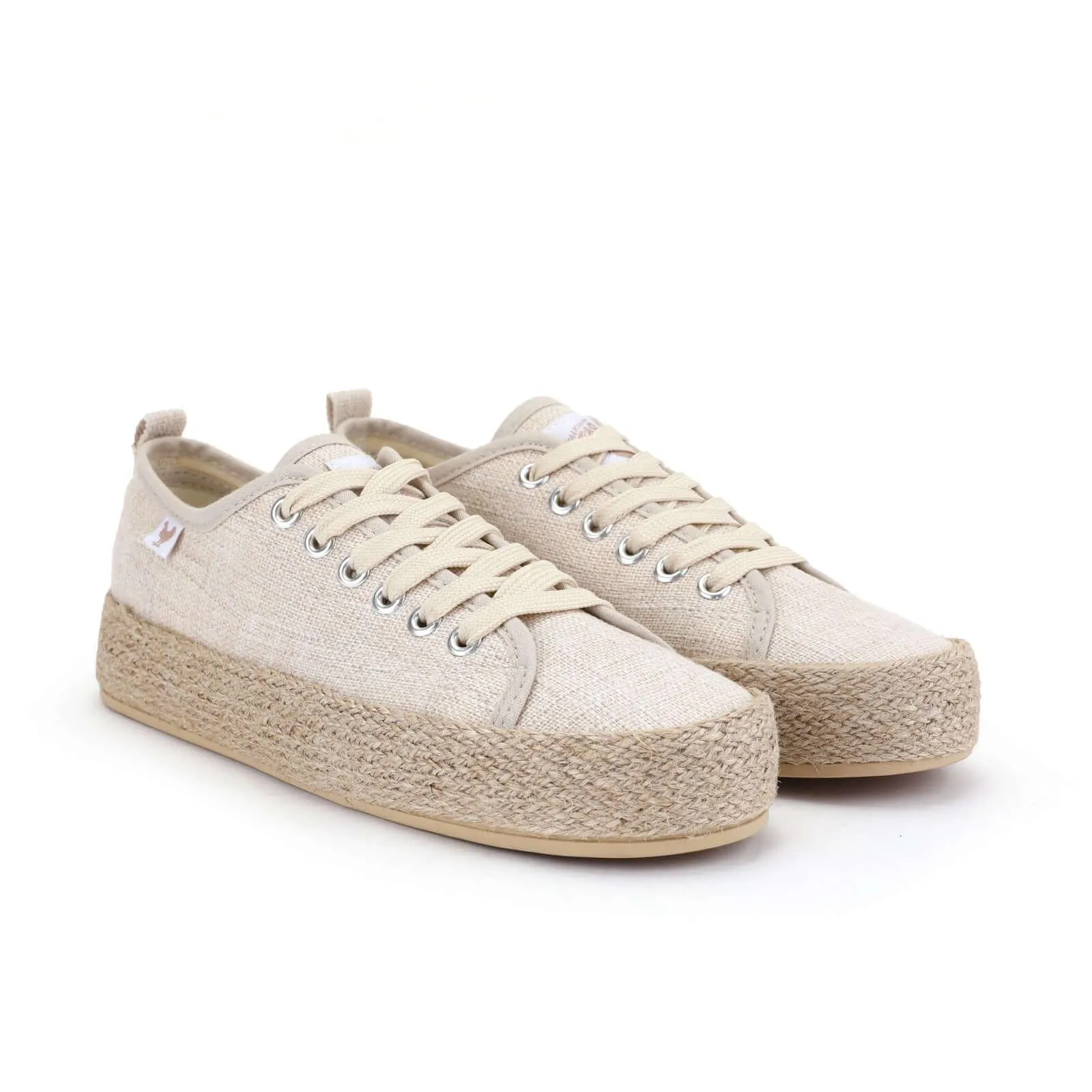 Pitas linen lace-up espadrille trainers