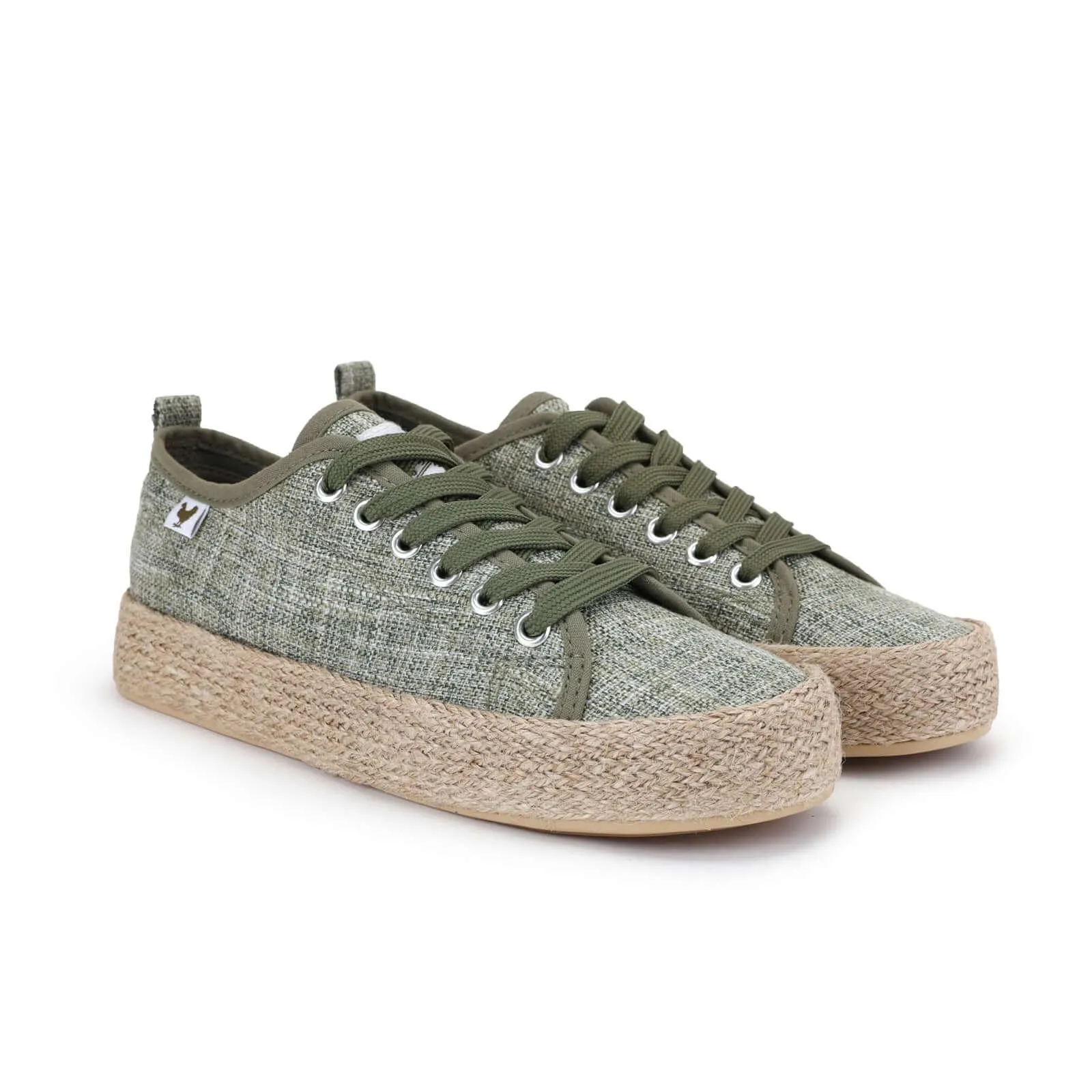 Pitas linen lace-up espadrille trainers