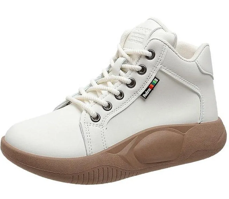 Platform Heels Casual PU Leather White Sneakers