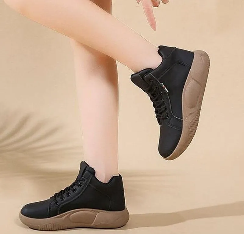 Platform Heels Casual PU Leather White Sneakers