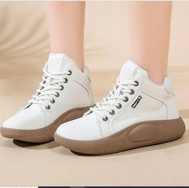 Platform Heels Casual PU Leather White Sneakers