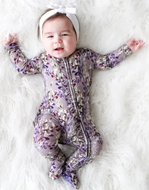 Posh Peanut Trinity Floral Ruffled Zippered Footie