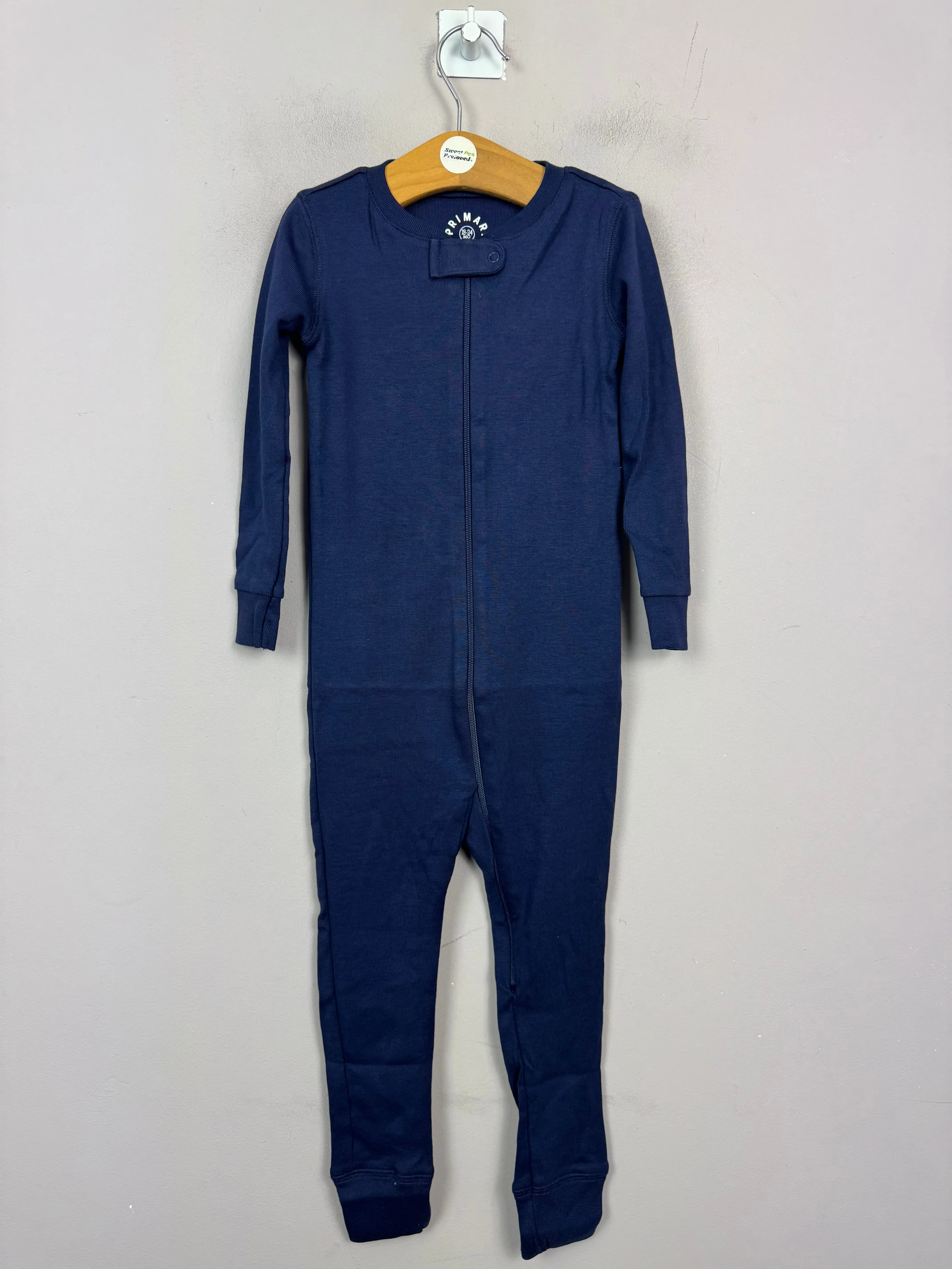 Primary Organic Footless Sleepsuit - Plain dye Navy (New) 18-24m