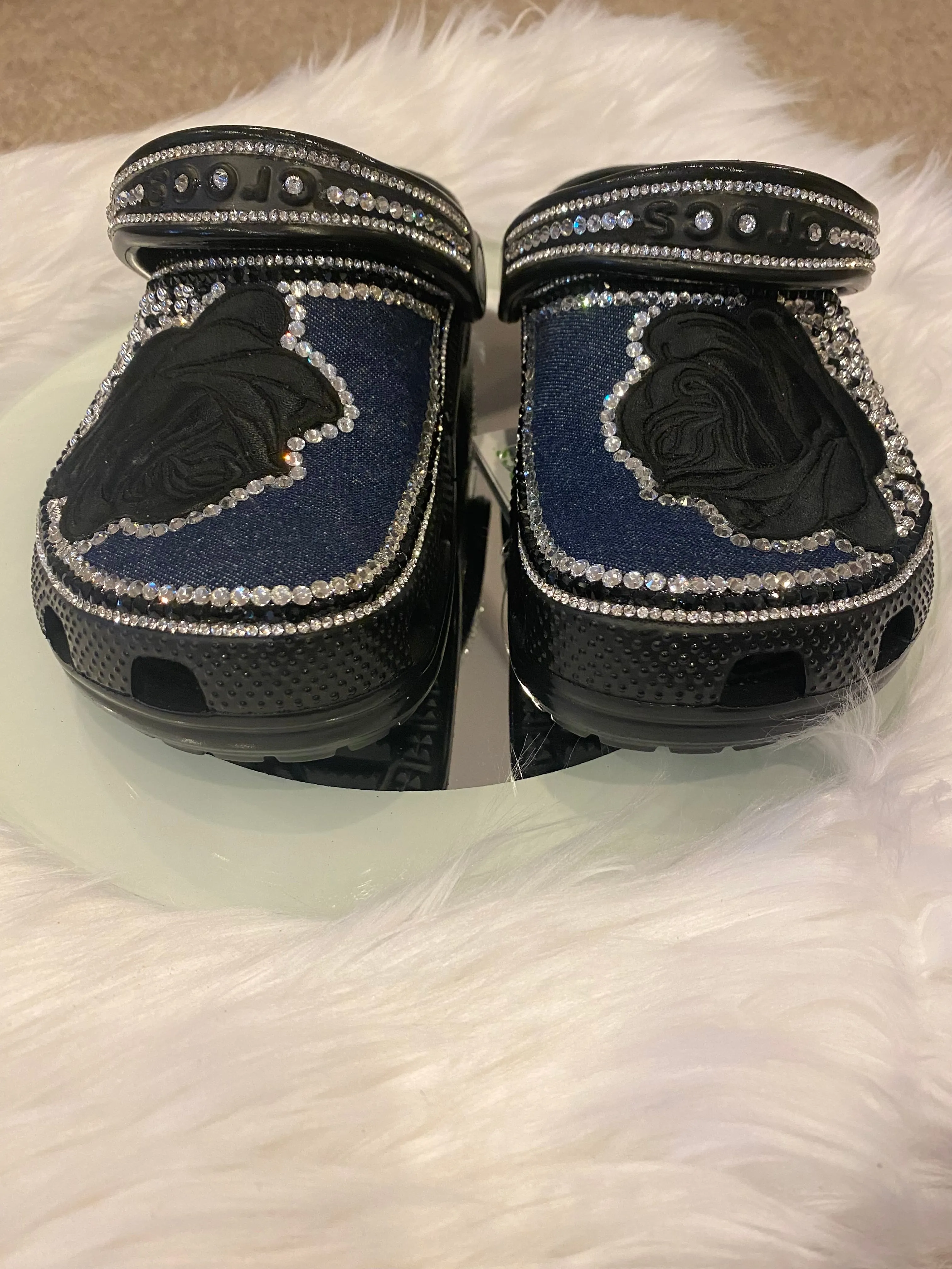 "The Black Rose" Rhinestone Clog