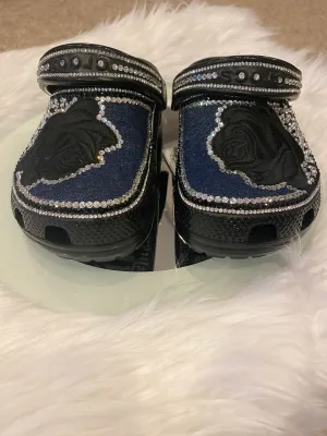 "The Black Rose" Rhinestone Clog