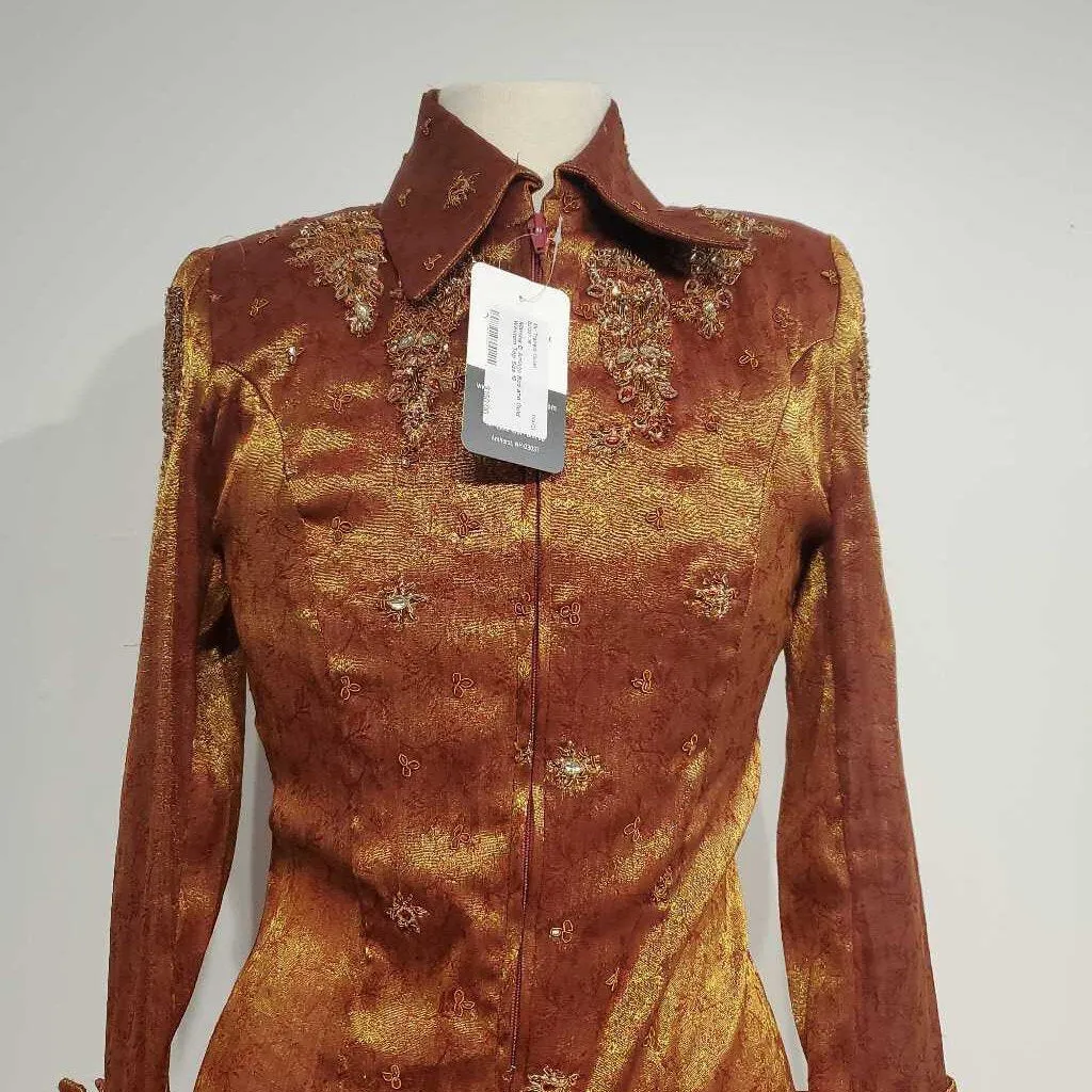 Red and Gold Western Top Size 10