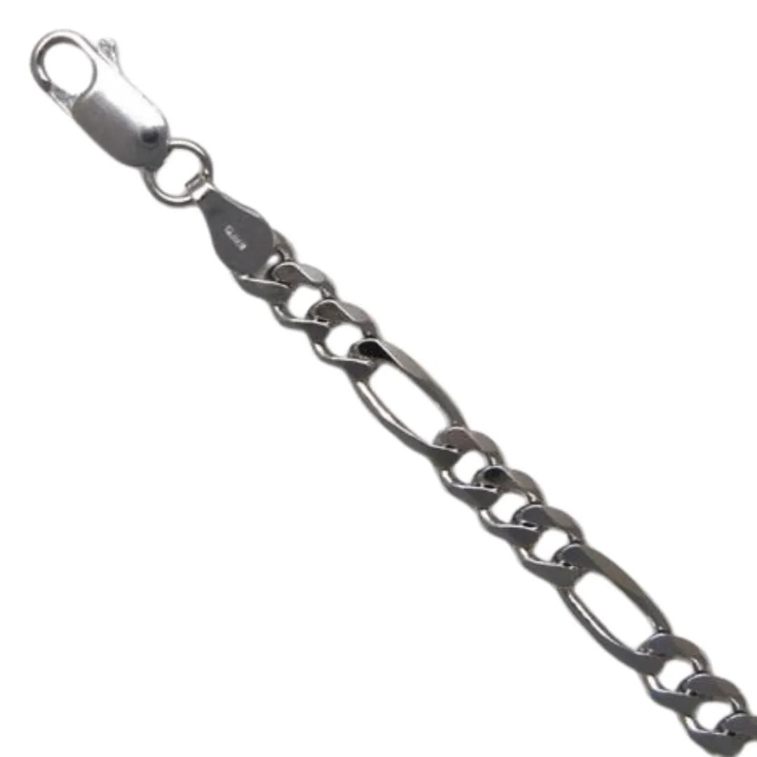 Rhodium Plated 20" Figaro Chain | 4.5mm