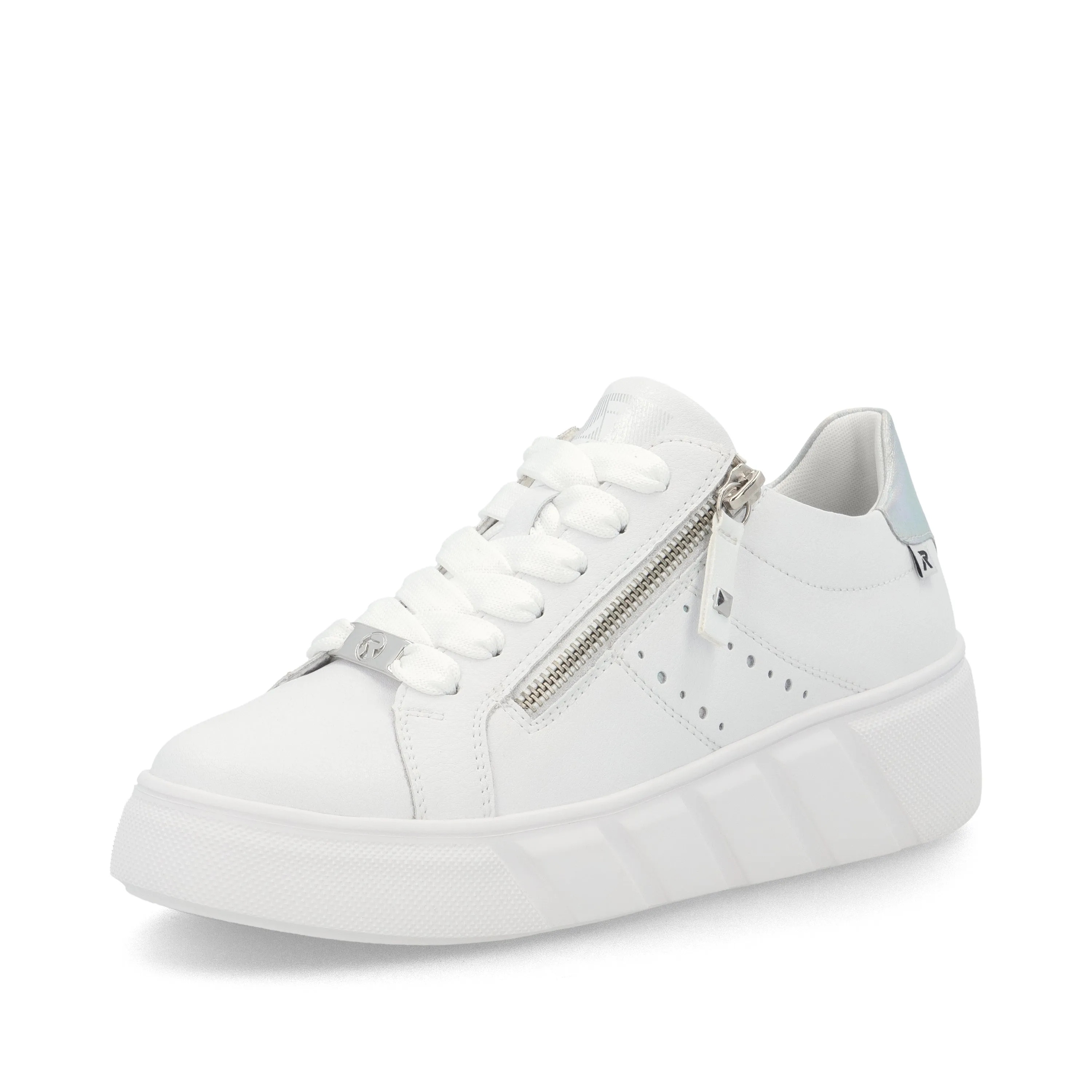 Rieker W260580 Womens White Platform Trainer