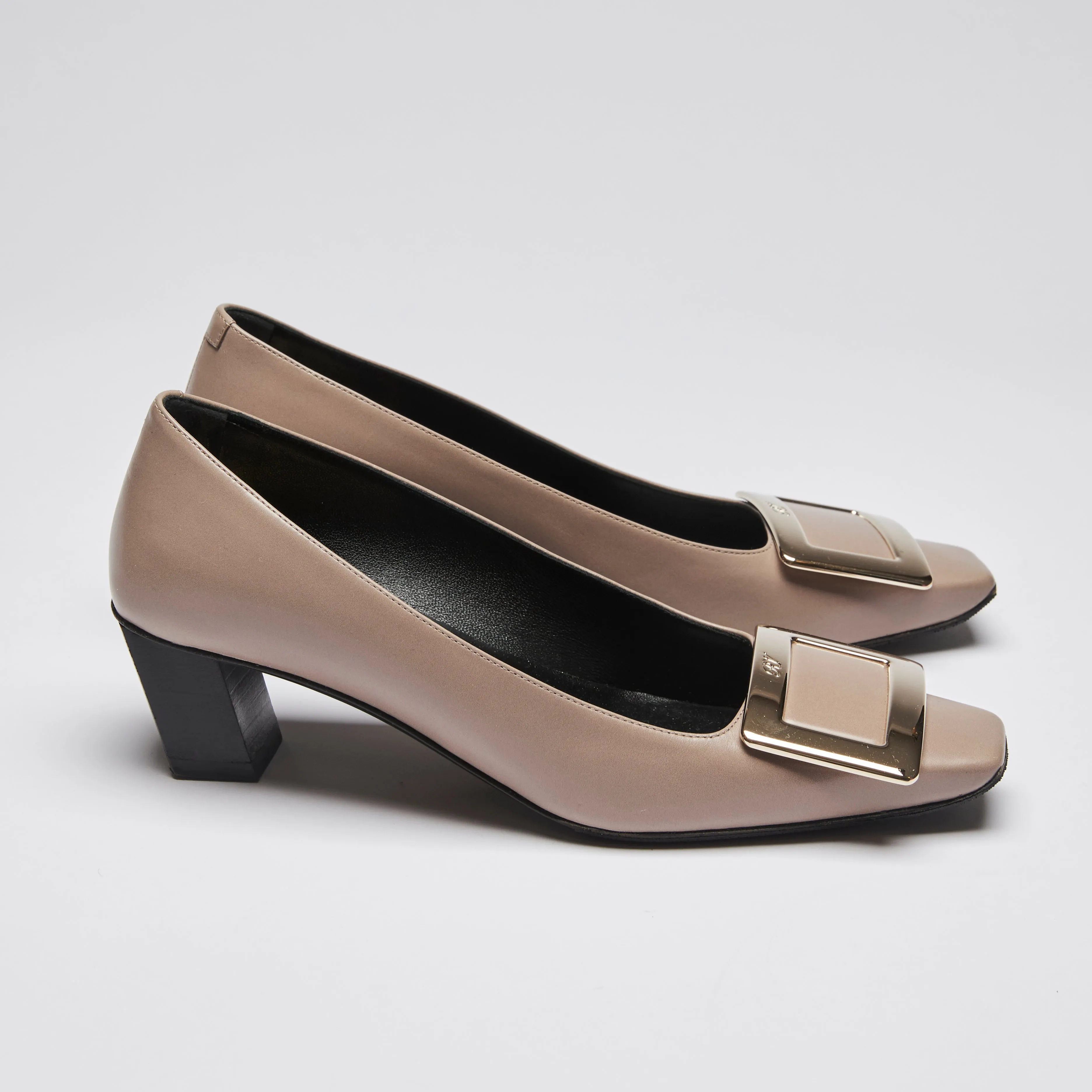 Roger Vivier Taupe Leather Kitten Heels Size 35
