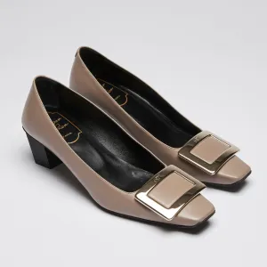 Roger Vivier Taupe Leather Kitten Heels Size 35
