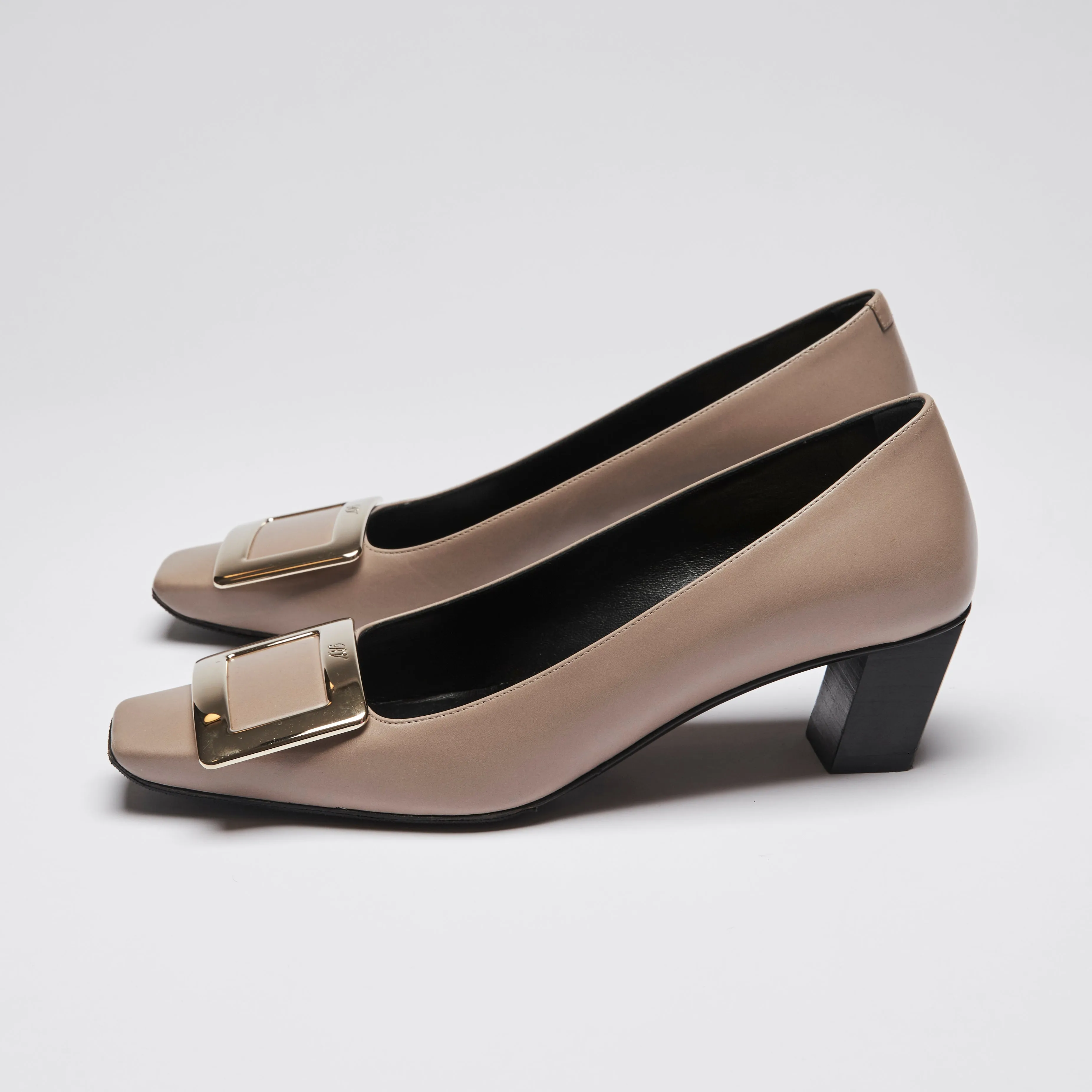 Roger Vivier Taupe Leather Kitten Heels Size 35