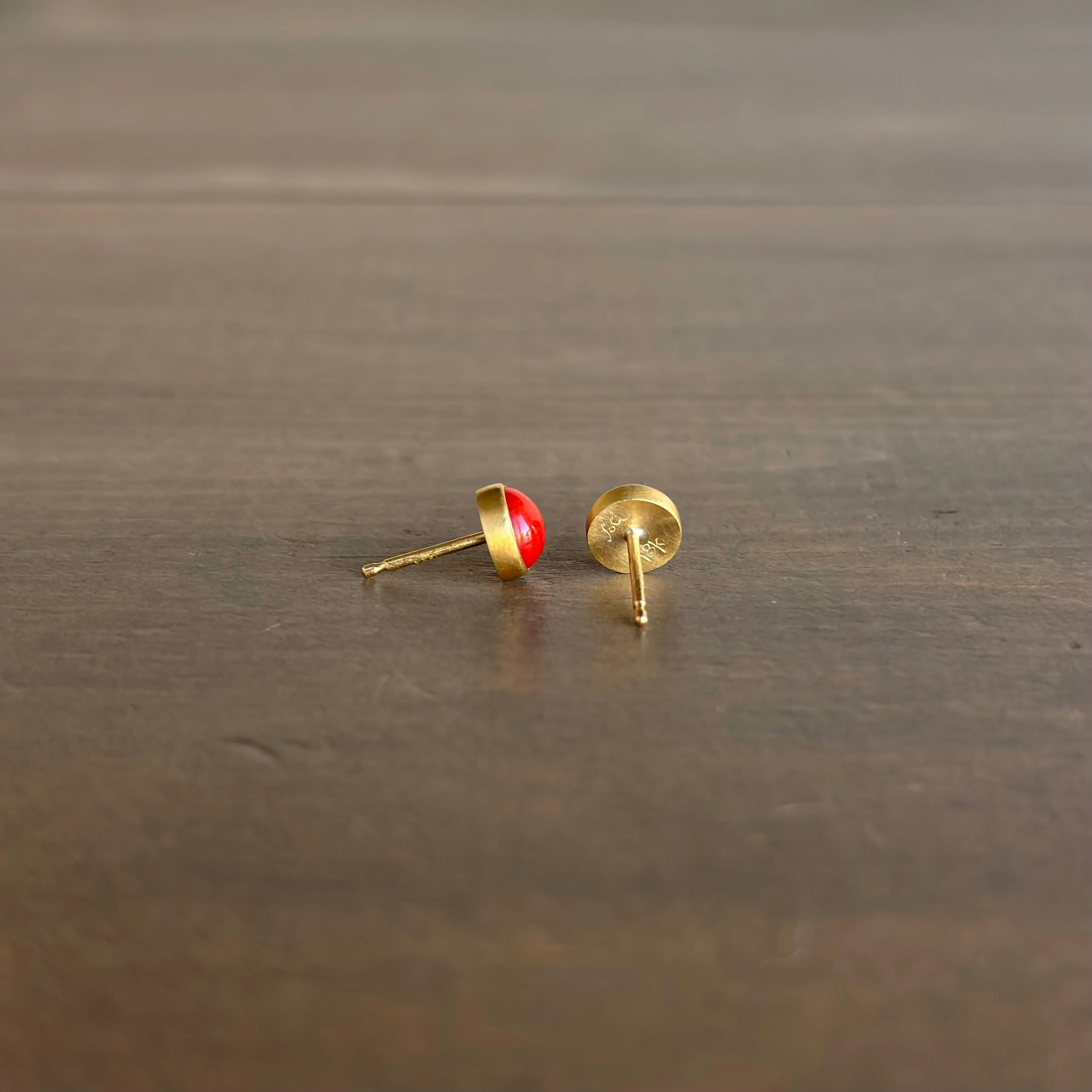 Round Mediterranean Coral Stud Earrings