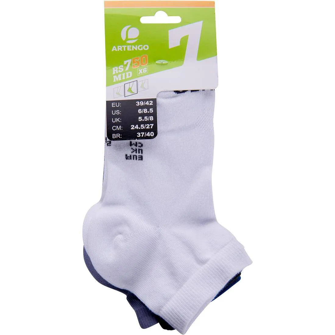 RS750 Adult Racket Sports Mid Socks 6-pack - Blue, Dark Grey