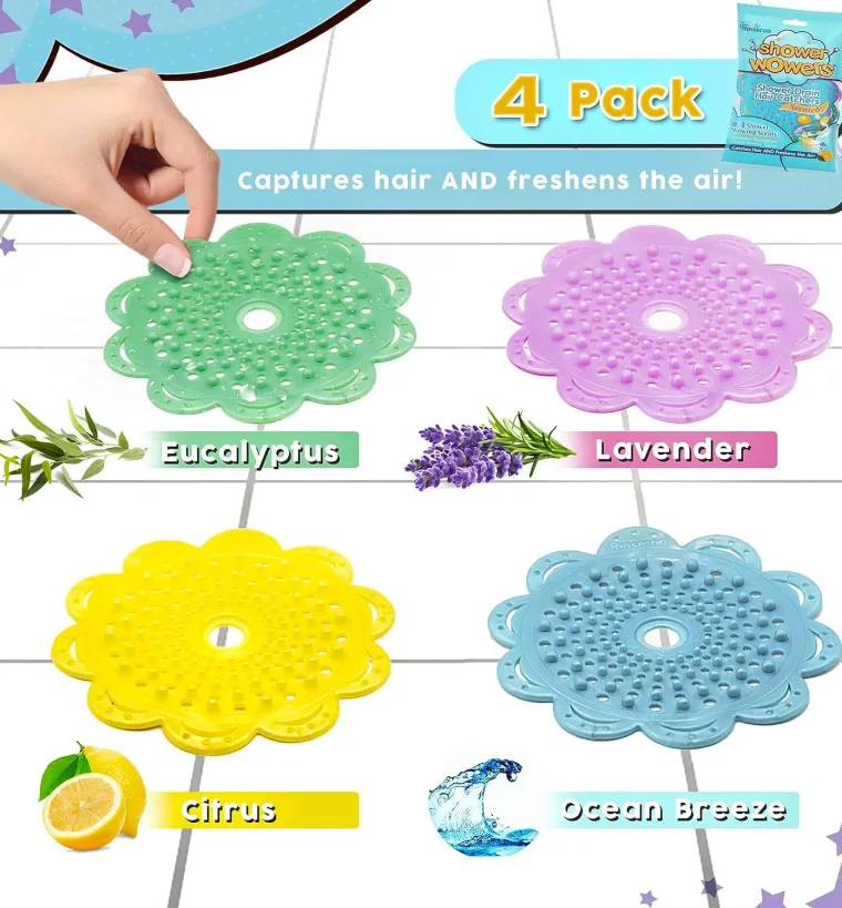 Shower Wowers (4 Pack) Scented Drain Hair Catchers
