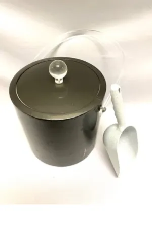 Signed Vintage Morgan Ice Bucket In Graphite with Scoop & Acrylic Handle