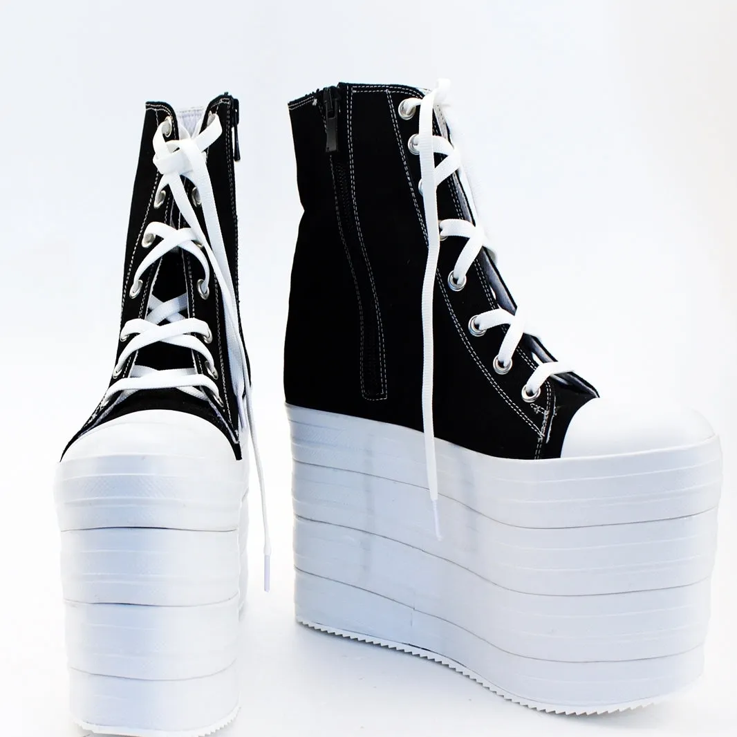 Sport Lace Up  Wedge Platform Shoes