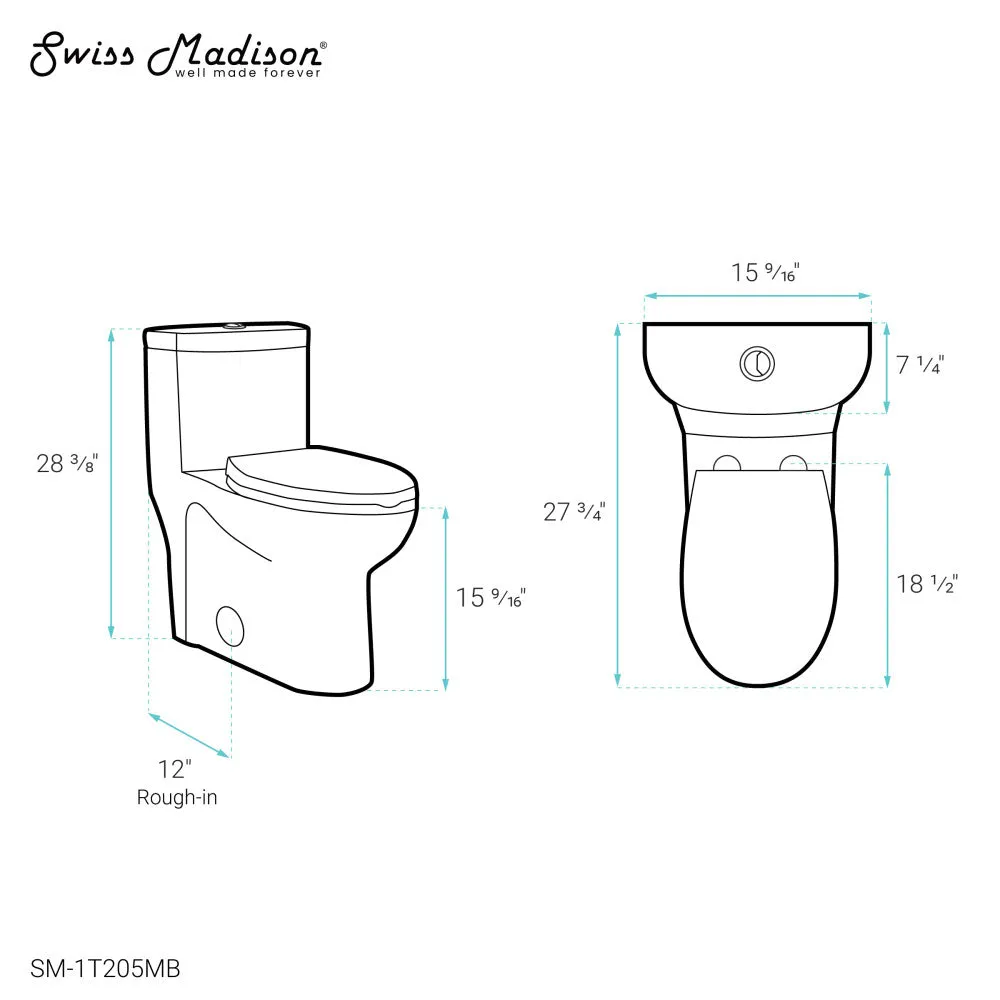 Sublime One-Piece Elongated Toilet Dual-Flush in Matte Black 1.1/1.6 gpf