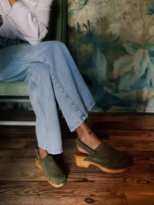 Suede Clogs - Khaki