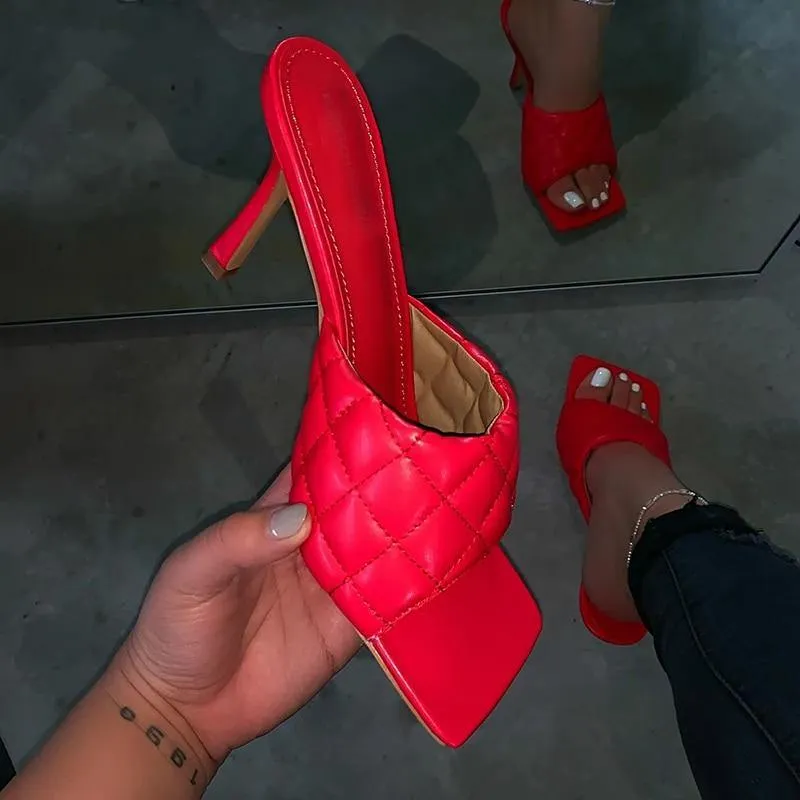 Summer Square Toe Retro Slim Heel