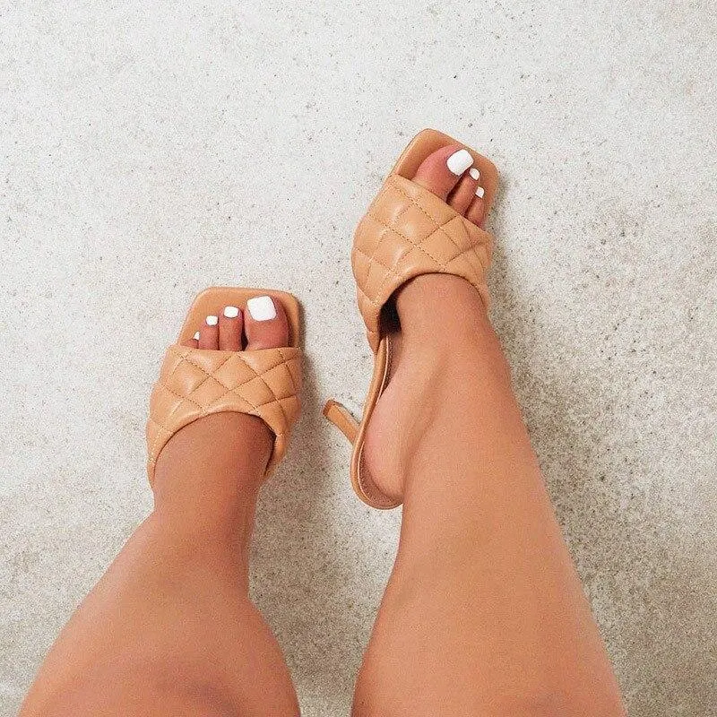 Summer Square Toe Retro Slim Heel