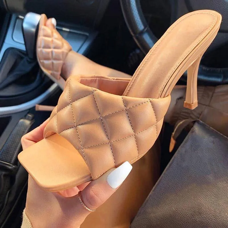 Summer Square Toe Retro Slim Heel