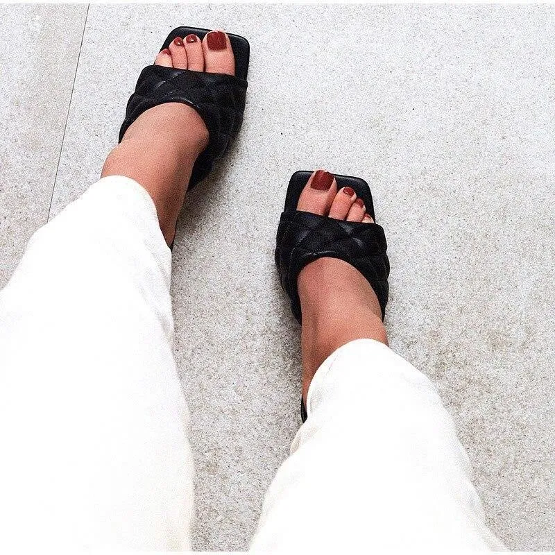 Summer Square Toe Retro Slim Heel